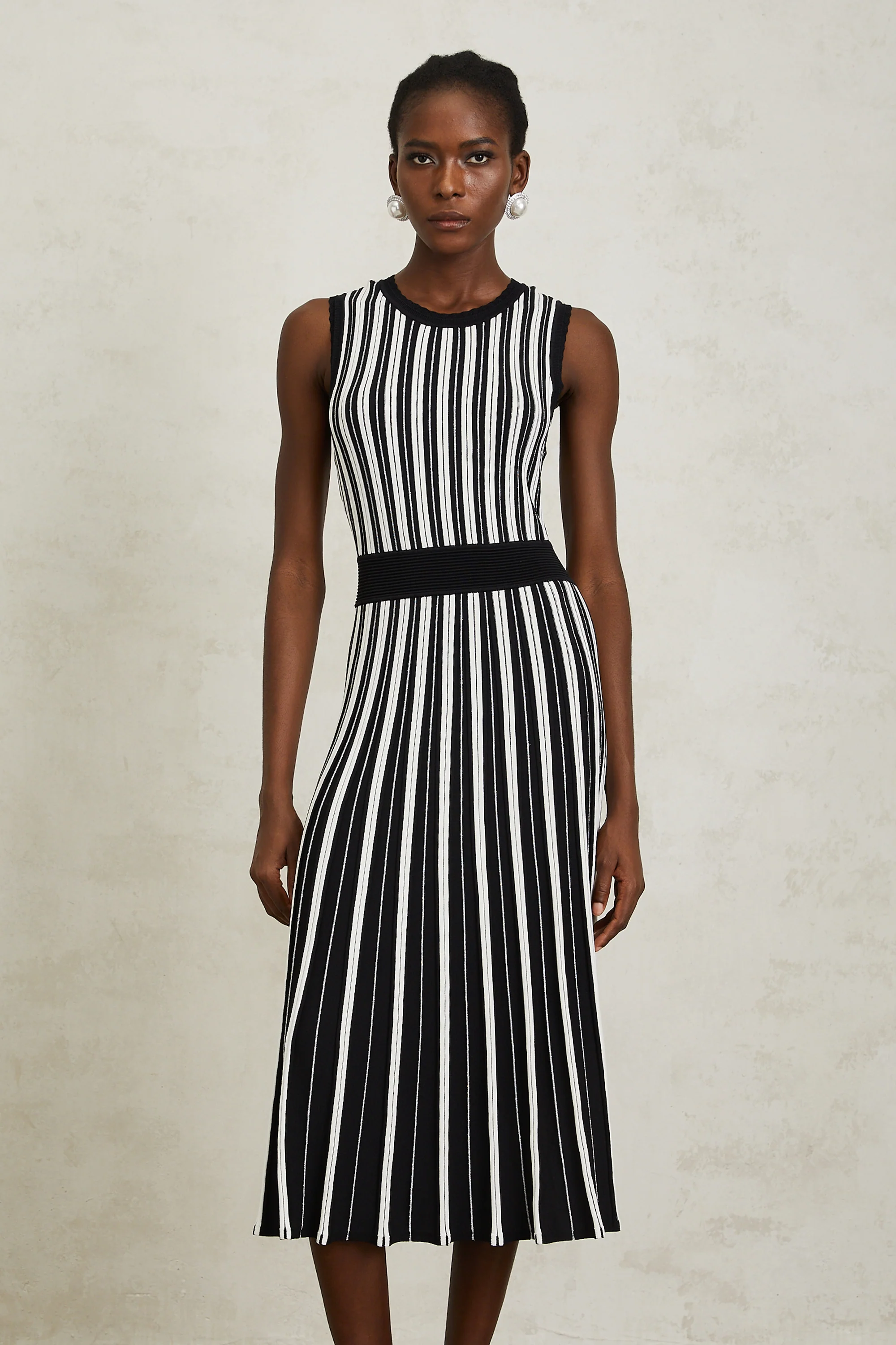 Capucine Black Vertical Striped Knit Midi Dress Miss Rosier capucine-black-vertical-striped-knit-midi-dress-miss-rosier